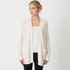 Hollister open front white cardigan with pockets long sleeve size S